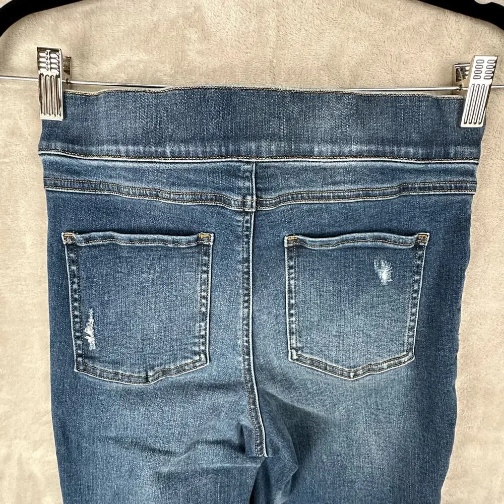 Spanx Jeans Womens Small Blue Skinny High Rise Raw Hem Slimming Stretch Casual